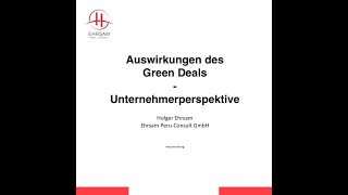 Green Deal der EU und Auswirkungen Impulsvortrag Holger Ehrsam  Trailer [upl. by Lanette]