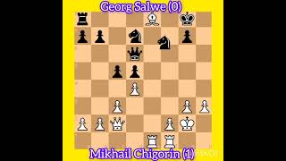 Mikhail Chigorin vs Georg Salwe  French Defence 1906 chess [upl. by Aninay]