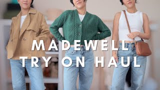 MADEWELL try on haul leather boots bags trench jacket amp more [upl. by Cherri]