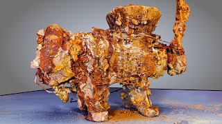 100 Years Underground Rusty Antique MEAT GRINDER Restoration [upl. by Mitran]