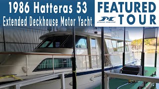 1986 Hatteras 53 Extended Deckhouse Motor Yacht  Featured Tour  Plano Marine [upl. by Everest874]