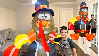 GiANT THANKSGIVING TURKEY Game with CALEB and MOMMY Pretend Play SCAVENGER Hunt for KIDS [upl. by Leeda]