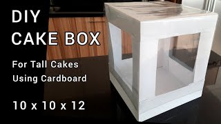 DIY HOW TO MAKE CAKE BOX  CAKE BOX FOR TALL CAKES USING CARDBOARD [upl. by Sherl]