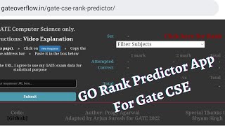 Gate Overflow Rank Predictor  Gate CSE2022  Gate Examination [upl. by Glogau]