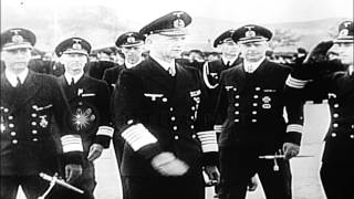 Admiral Karl Doenitz reviews German sailors and addresses them in Germany HD Stock Footage [upl. by Uticas25]