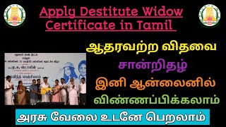 ஆதரவற்ற விதவை சான்றிதழ் Destitute Widow Certificate in Tamil 2024 [upl. by Aidole]