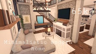 Roblox Bloxburg  Minimalistic Modern Home 65k  House Build [upl. by Arakat]