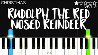 Christmas  Rudolph The Red Nosed Reindeer  EASY Piano Tutorial [upl. by Cesare639]