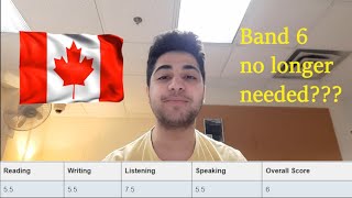 IELTS Big Update  Band 6 no longer needed  Study in Canada ielts [upl. by Alliuqal]