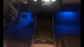 LED Footwell lights blue for Tesla Model 3 [upl. by Yrrah]