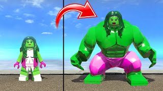 Hulk Transformation w She Hulk SpiderMan character Transformations in Lego Marvel Super Heroes [upl. by Aenal]