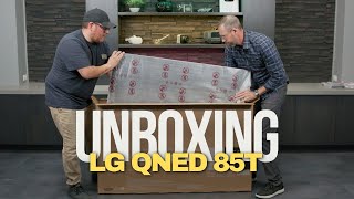 LG QNED85T Series TV Unboxing And Pedestal Installation [upl. by Hassadah]