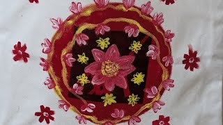 Fabric painting on cloth for beginners fabric painting design 🌺🎨🖌️diy art [upl. by Nnanerak]