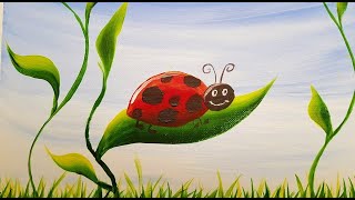 Pictura de Primavara 🐞 PICTEZ o BUBURUZA🐞 Pictura pentru copii si incepatori [upl. by Ri518]