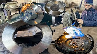 How to Resurfacing Truck flywheel in Local workshop  Restoration of Old Flywheel [upl. by Metts]