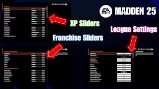 Madden 25 REALISTIC Franchise Sliders XP Sliders amp League Settings [upl. by Ailahs]