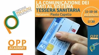 La comunicazione dei dati al sistema tessera sanitaria  Webinar OPP [upl. by Kimmel]