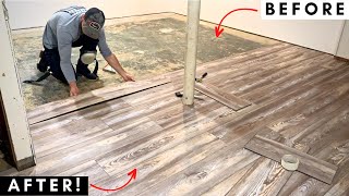 LVP Flooring Installation How to Install Luxury Vinyl Plank Flooring in a Basement  DIY [upl. by Bradley]