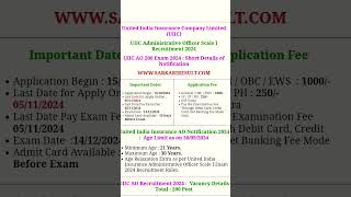 UIIC Administrative Officer Scale I Recruitment 2024 offical website httpsuiiccoin [upl. by Boutis]