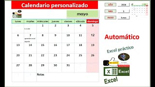 Parte 2 Diseñar calendario personalizado y dinamico en Excel Con registro de actividades [upl. by Aseeral491]