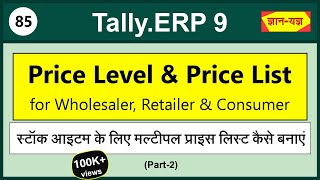 Create Price Level amp Price List in TallyERP 9 Set Price List for Wholesaler amp Retailer in Tally85 [upl. by Hermosa201]