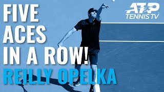 Reilly Opelka Slams Five Consecutive Aces to Win Set  Basel 2019 [upl. by Reiner]