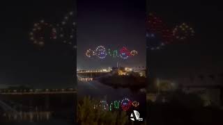 Así fue el show de drones que iluminó la noche zaragozana en las Fiestas del Pilar 2022 [upl. by Terchie]