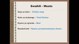 Beverages Meats and Vegetables in Swahili [upl. by Fondea231]