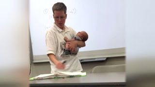 College Professor Holds Students Newborn Baby While Teaching Class [upl. by Keir]