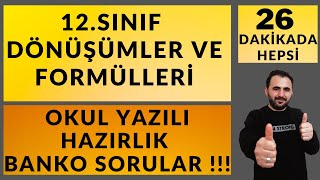 12Sınıf Dönüşüm Formülleri EZBERSİZ TEK VİDEO 26 DAKİKADA HALLET  12Sınıf Yazılı 2023 [upl. by Armillda]