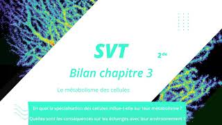 Le métabolisme des cellules  SVT  LA VIE 2nde 2 Mathrix [upl. by Ordnael]