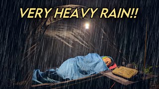 Very Heavy Rain Camping‼️Solo Camping in Floating Tent in Rainstorm [upl. by Malamut]