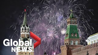 New Years 2020 Russia rings in New Year with fireworks display [upl. by Yedok]