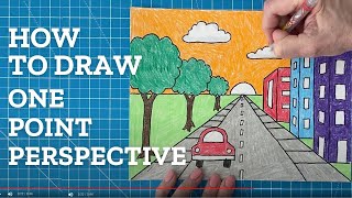 One Point Perspective Drawing Easy Art Lesson for Kids [upl. by Yeknarf306]