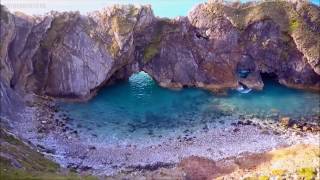 Lulworth Cove Jurassic coast Dorset  Skydronauts [upl. by Heimlich]