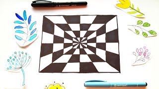 Easy Op Art Tunnel Optical Illusion Art  Drawing Ideas When Bored [upl. by Akirdnas]