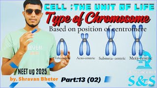 TYPE OF CHROMOSOME  Type of Chromosome based on position of centromere  Biology neet [upl. by Gnagflow]