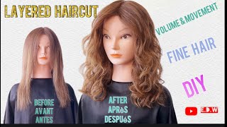 diy haircut finehairvolumeampmovementathomebeauty [upl. by Hippel]