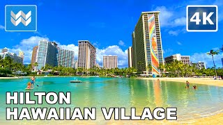 4K Hilton Hawaiian Village Waikiki Beach Resort in Honolulu Hawaii  Hotel Walking Tour 🎧 [upl. by Ecidna]