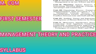 Management theory and practice m com first semester [upl. by Fattal]