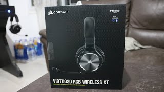 Corsair VIRTUOSO RGB WIRELESS XT High Fidelity AllinOne Headphones Unboxing [upl. by Grefer500]