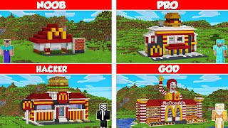 MCDONALDS FAST FOOD REST BUILD CHALLENGE  Minecraft Battle NOOB vs PRO vs HACKER vs GOD Animation [upl. by Elyn]