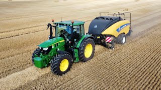 Harvest 2023  John Deere 6R 150 amp New Holland Quadrant Baler [upl. by Desma]