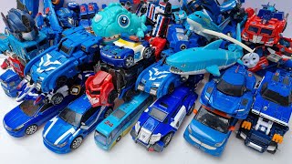 OPTIMUS PRIME Blue Robot Car Toys Transformers TRAIN JCB TOBOT TRUCK CRANE BUS DINOSAUR Cartoon [upl. by Nadnal]