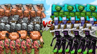 VILLAGERS amp PILLAGERS amp PIGLINS vs ZOMBIES vs SKELETONS vs ENDERMEN in Minecraft Mob Battle [upl. by Kelcy]