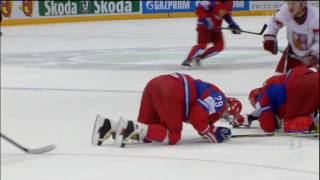 Ovechkin and Fedorov crash  IIHF Hockey World Championship [upl. by Leira869]