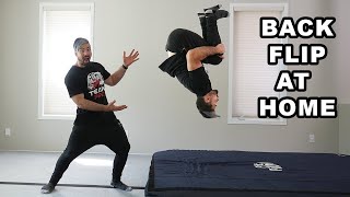 Learn How To Backflip AT HOME Easy Tutorial for Beginners [upl. by Frodina]