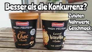 Ehrmann High Protein Eis Toffee Choc amp Peanuts und Caramel Vanilla amp Cashew Review [upl. by Zinn]