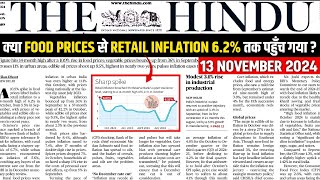 13 November 2024 Current Affairs  Today Hindu Newspaper  Inflation In Food prices WMO Pelicans [upl. by Isac]