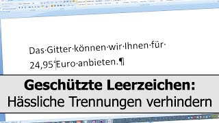 Geschütztes Leerzeichen in Word einfügen  Hässliche Trennungen vermeiden [upl. by Etiuqal]